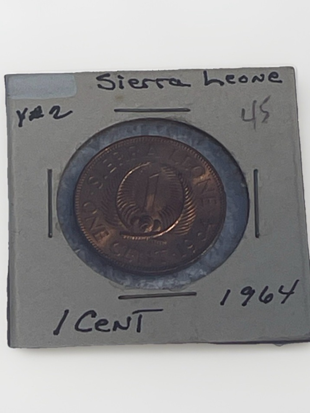 1964 Sierra Leone 1 Cent Coin African Foreign Coin Collectible